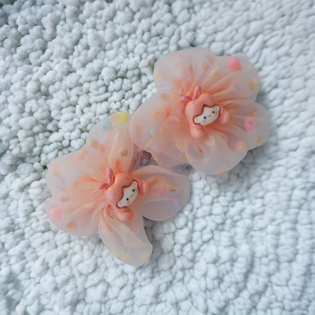 Blooming with Beauty: Peach Flower Doll Hair Clips