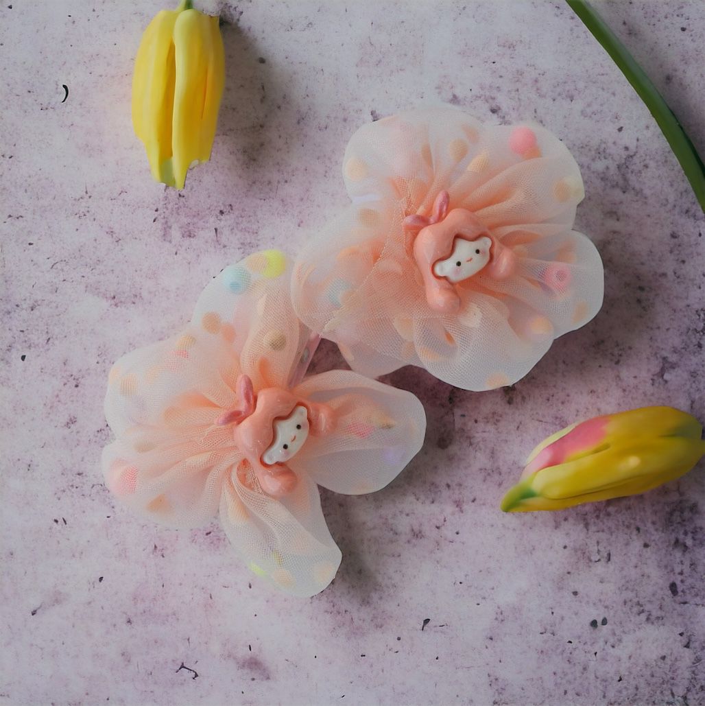 Blooming with Beauty: Peach Flower Doll Hair Clips