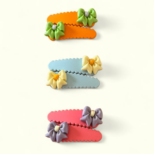 Petite Delight: Hair Clips with Tiny Bow available in many color options