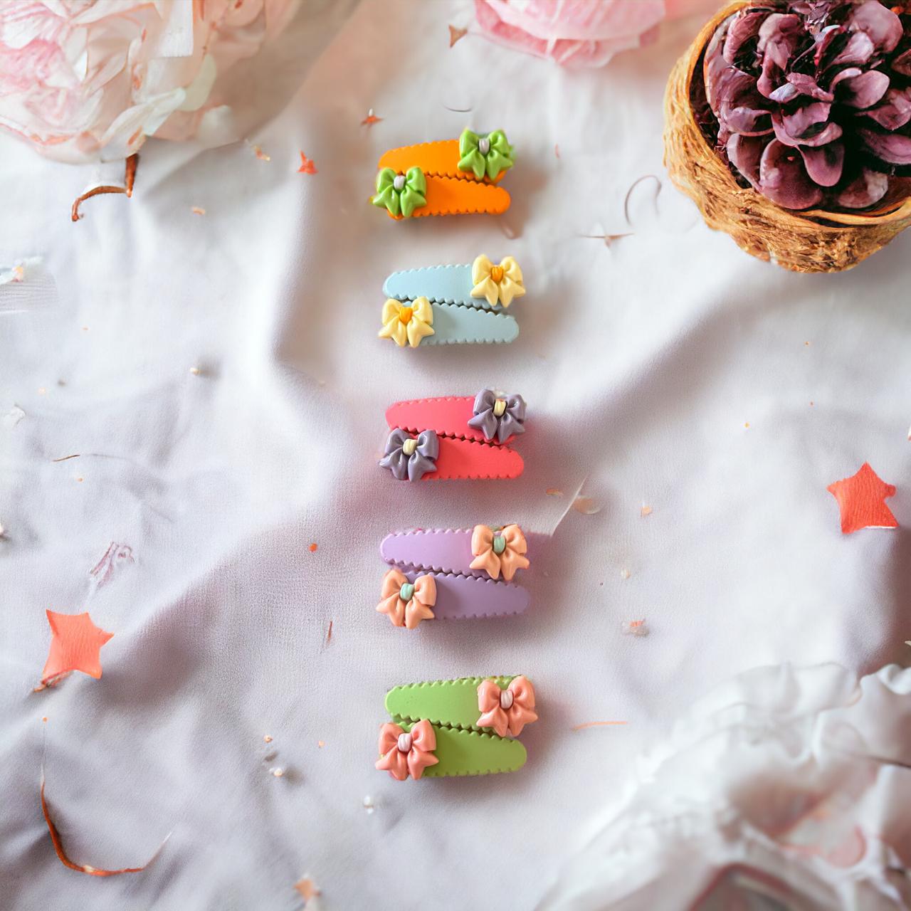 Petite Delight: Hair Clips with Tiny Bow available in many color options