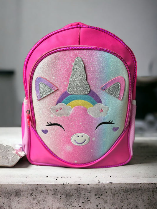 Dazzle and Organize with the Pink Sparkly Unicorn Backpack! (14'')