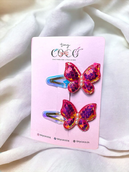 Flutter into Fun with Our Glittery Butterfly Hair Clips In Pairs!