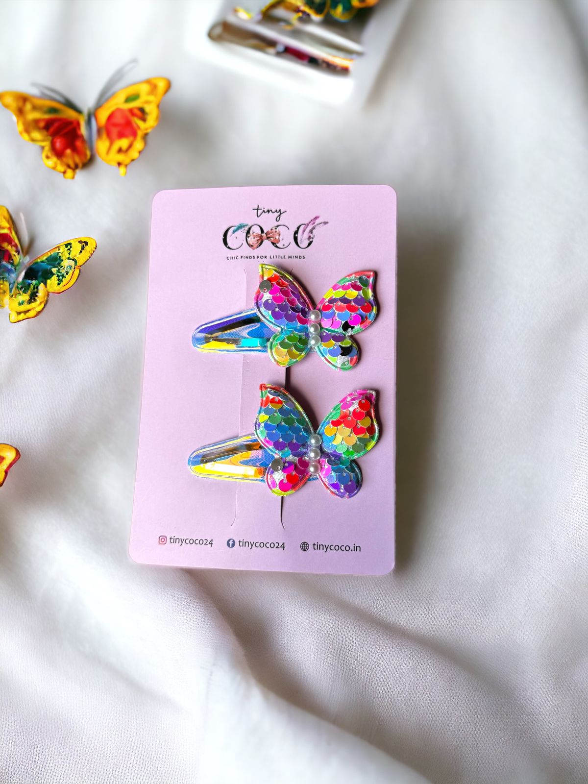 Flutter into Fun with Our Glittery Butterfly Hair Clips In Pairs!