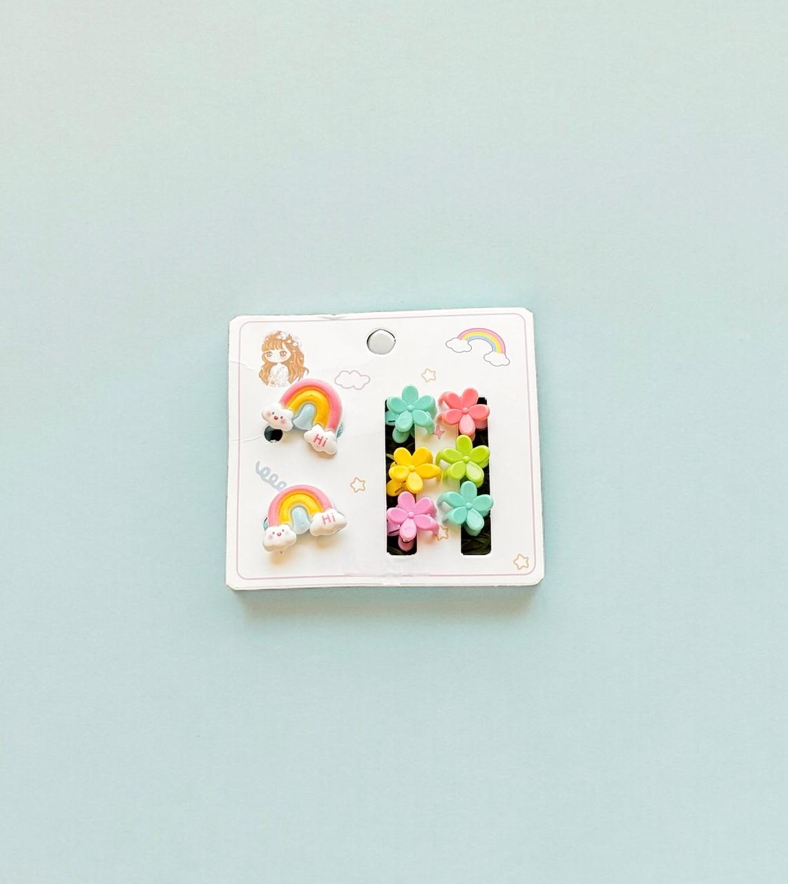 Flower Power and Ponytail Perfection: cute motif Rubber Band and Floral Claw Clip Combo Set