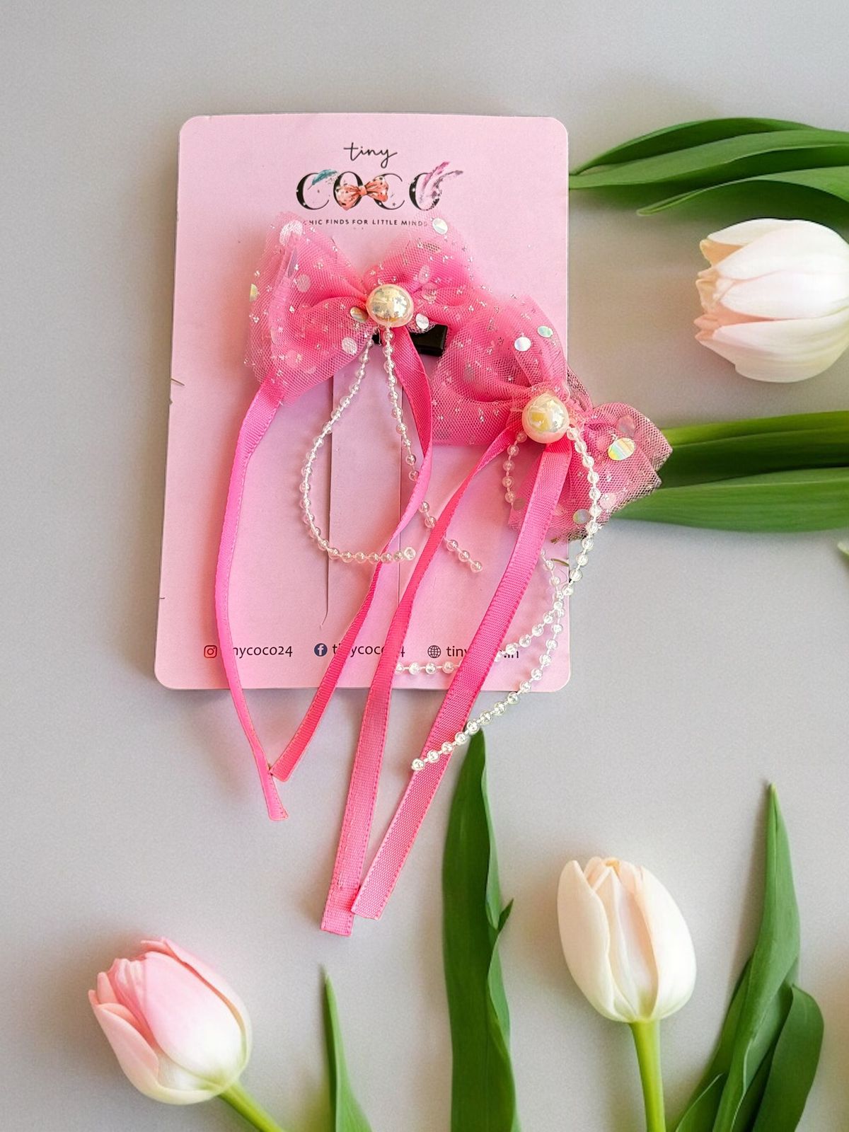 Shimmering Swirls: Pearl and Ribbon Tassel Hair Pins