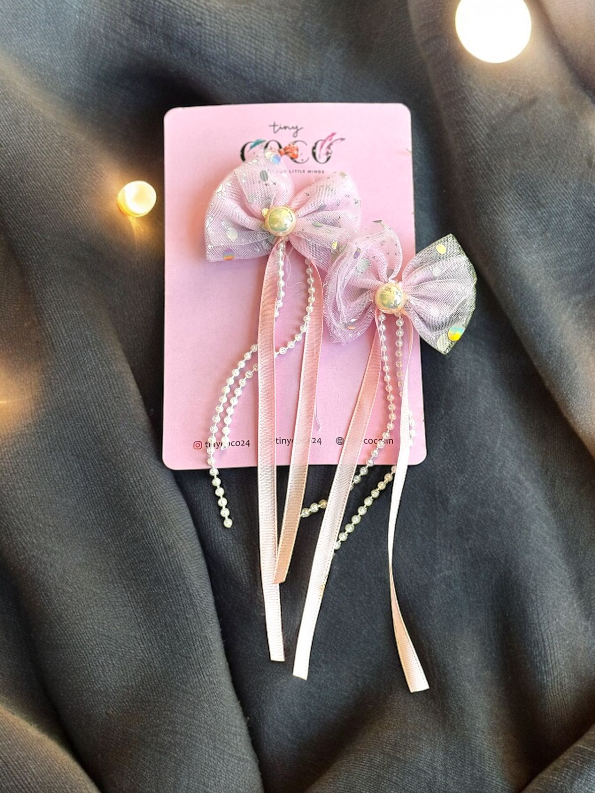 Shimmering Swirls: Pearl and Ribbon Tassel Hair Pins