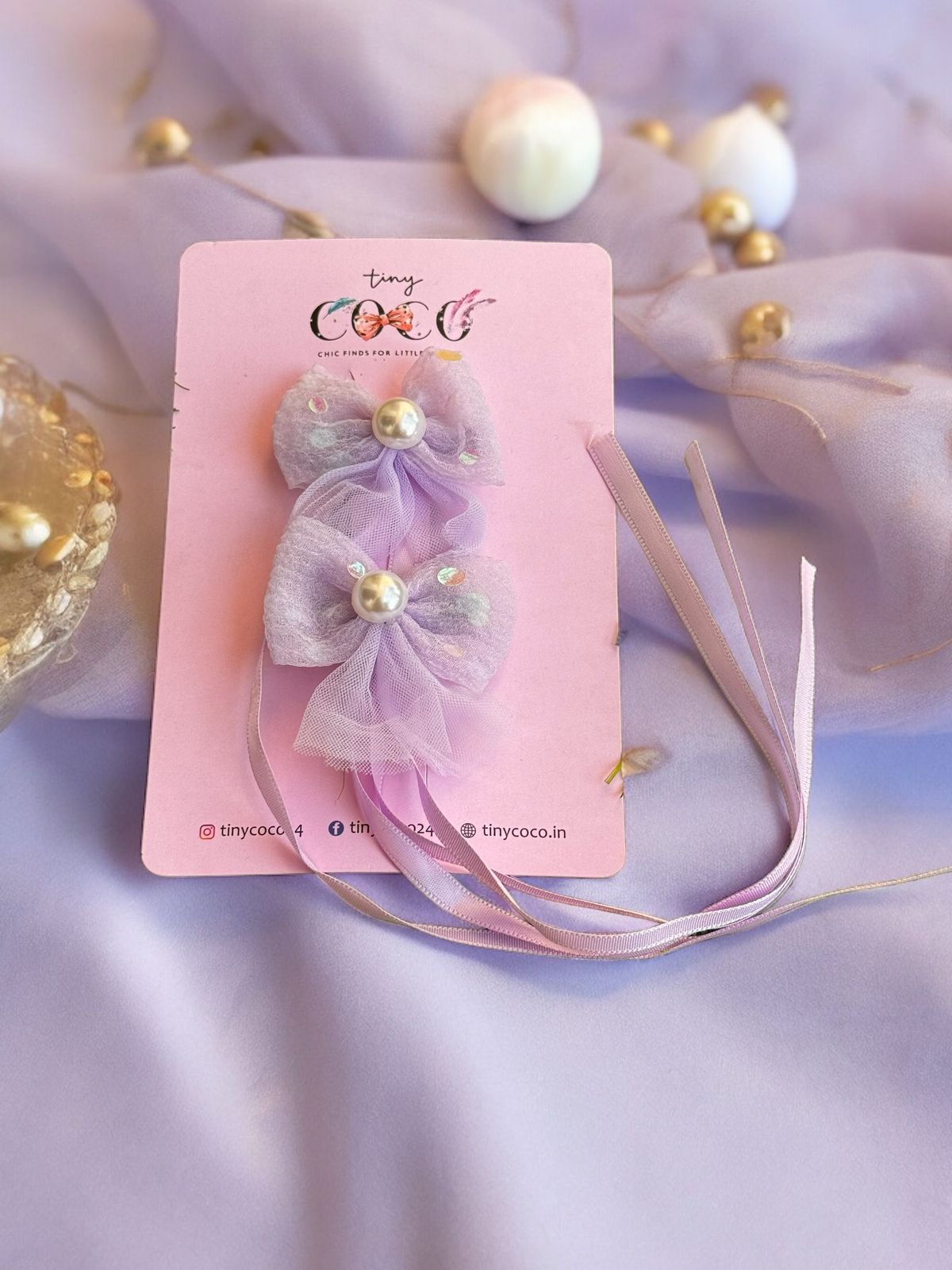 Playful Pearls & Shimmering Tassels: Hair Bow Clips