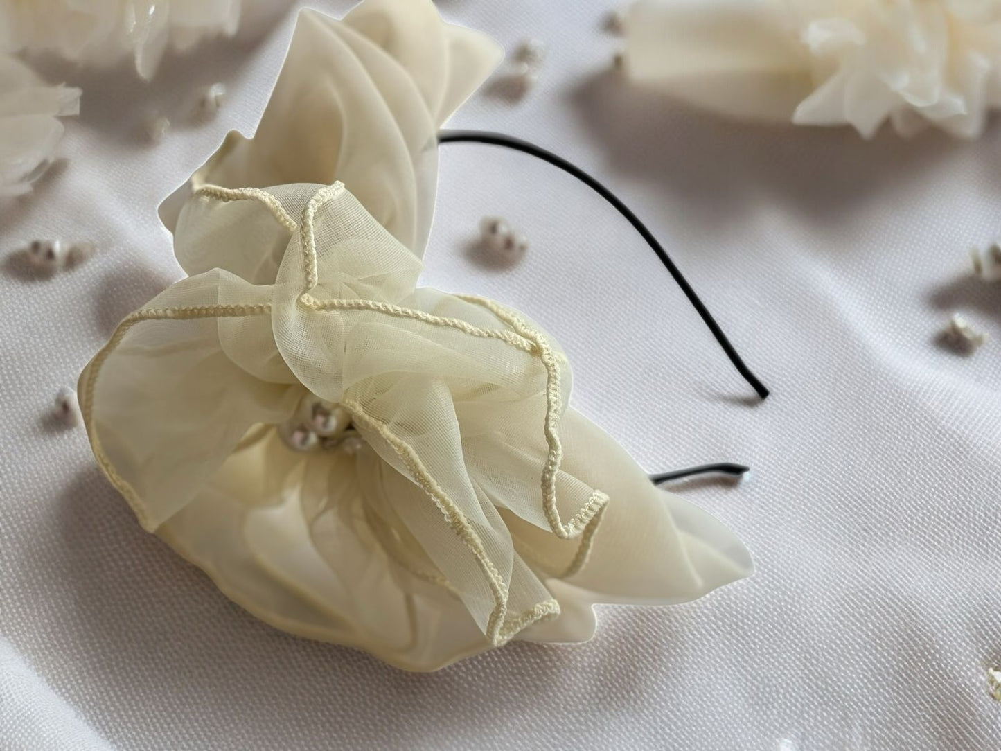 Blooming Elegance: Floral Headband with Pearls (Available in various colors)