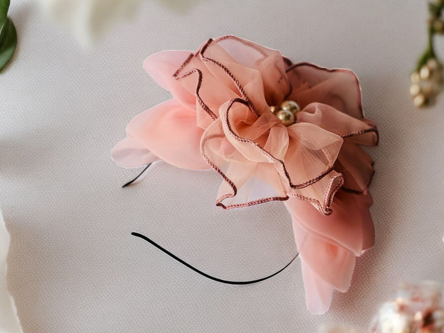 Blooming Elegance: Floral Headband with Pearls (Available in various colors)