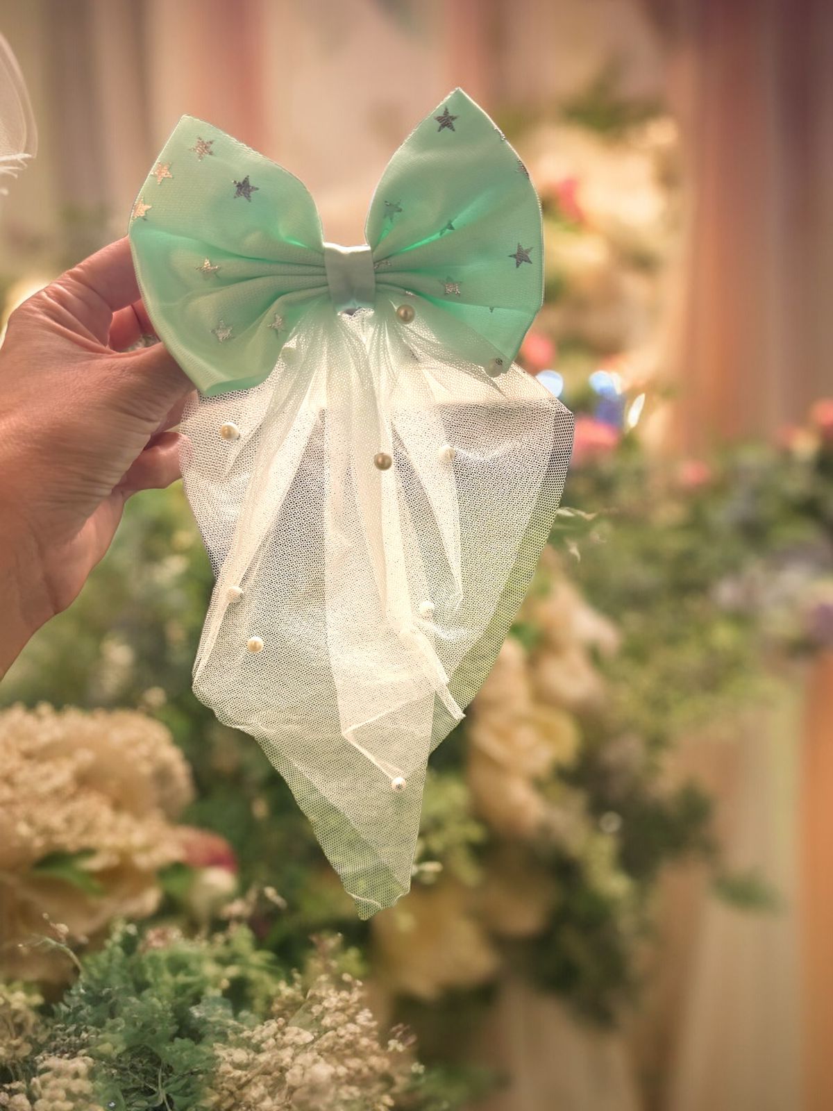 Dreamy Delights: Net, Chiffon, and Pearl Hair Bows