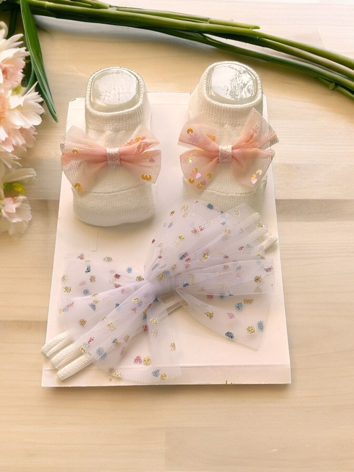 Adorable Comfort: Baby Booties and Hairband Set