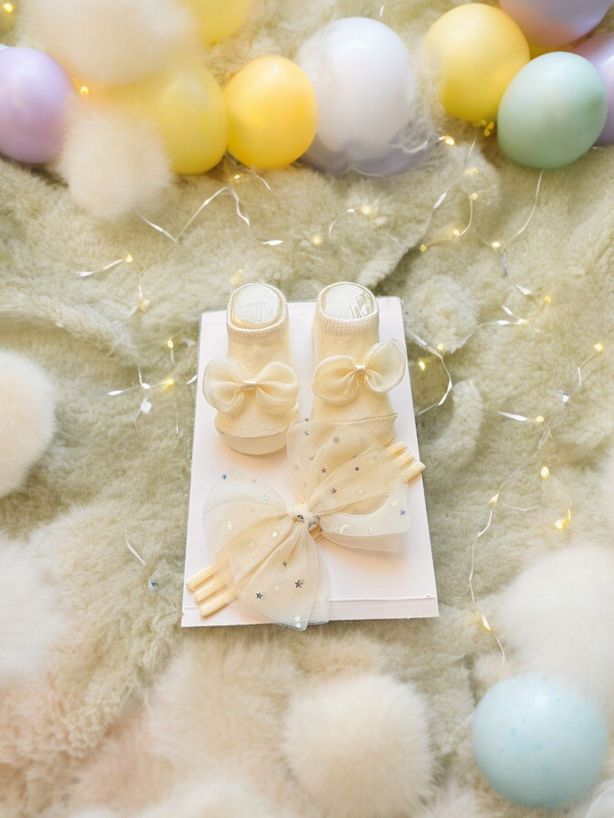 Adorable Comfort: Baby Booties and Hairband Set