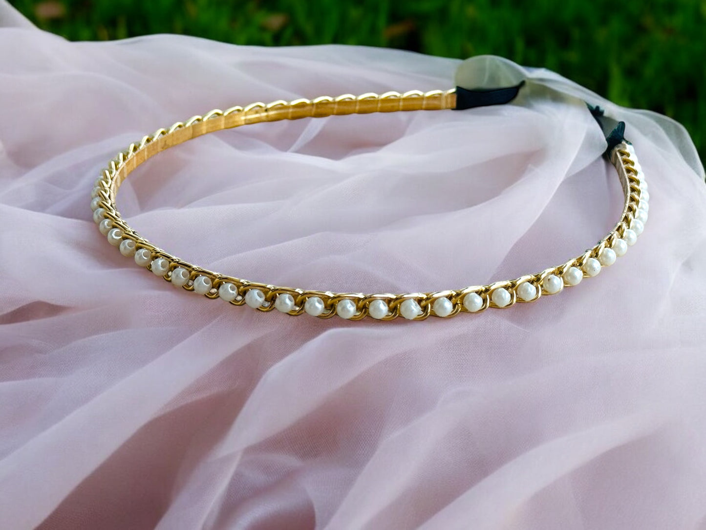 White Studded Gold Hairband