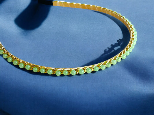 Green Studs Gold Hairband