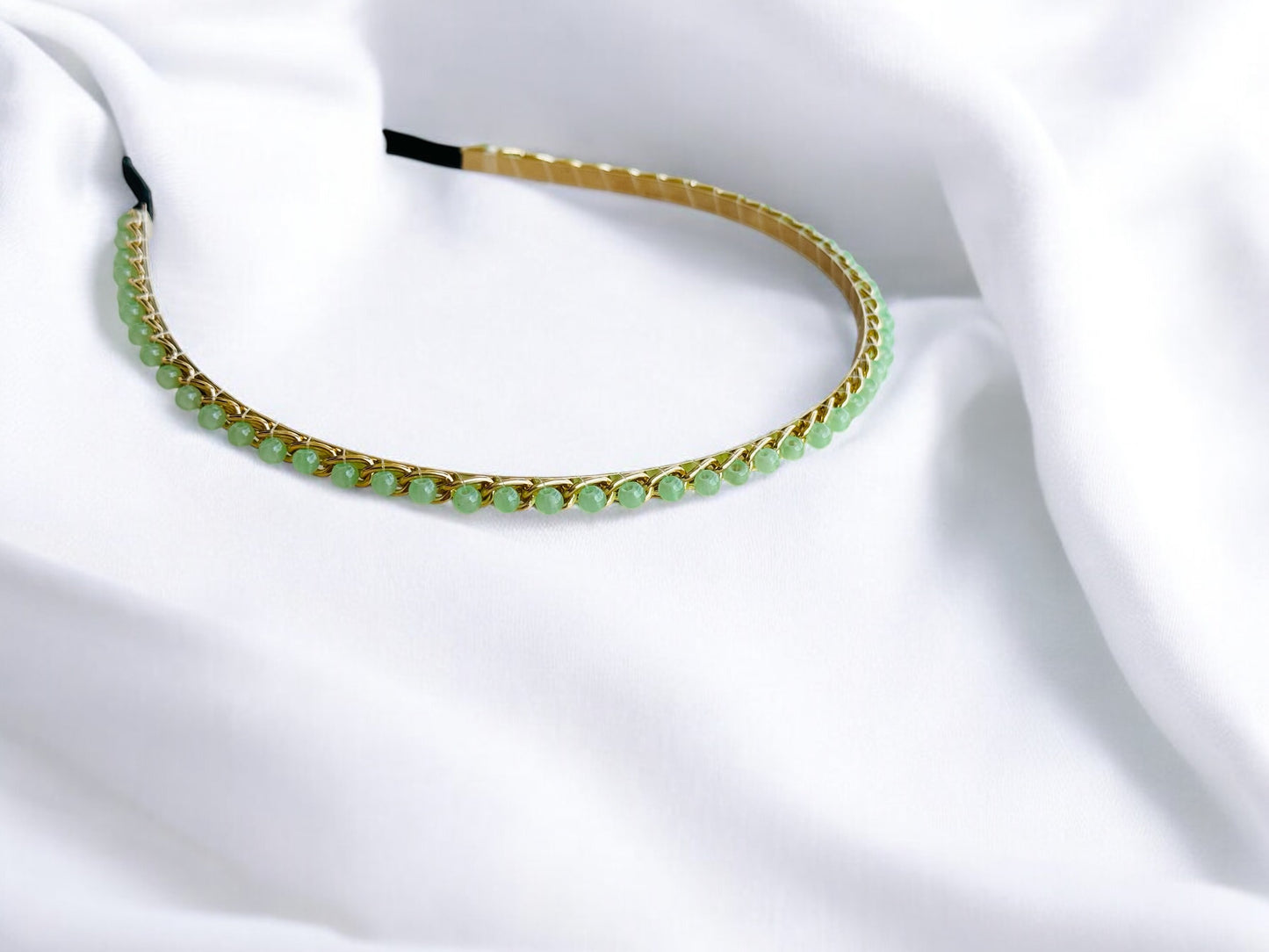 Green Studs Gold Hairband