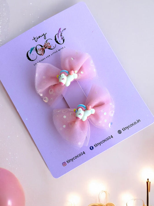 Soft Tulle Glitter Bow Clips for Kids