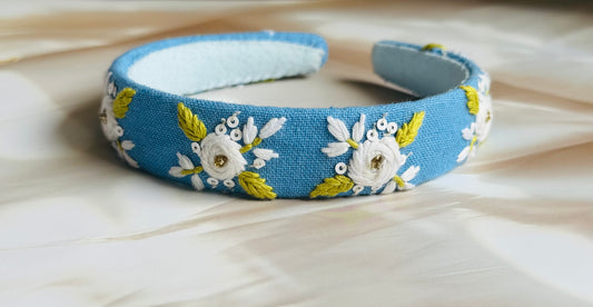 Embroidered Floral Hair Band with Sparkle