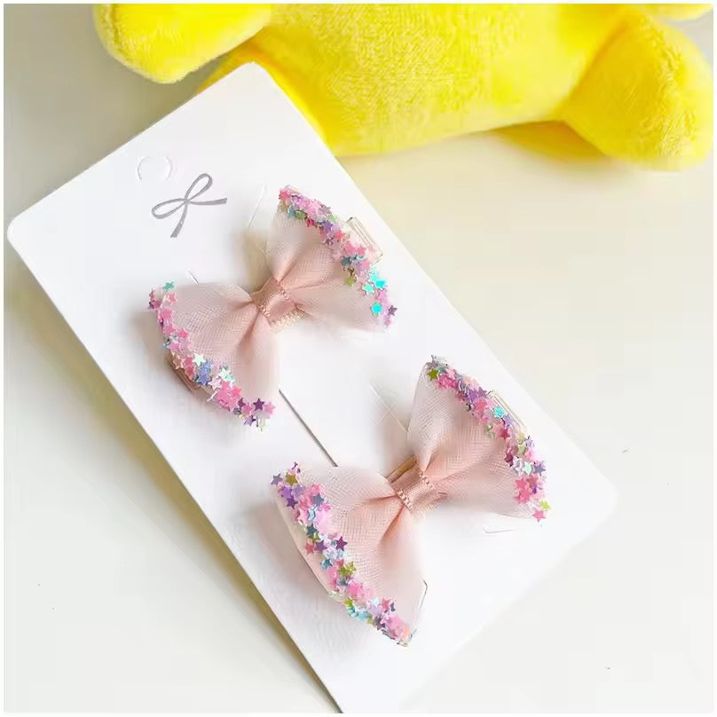 Starry-Eyed Bow Clips (Available in various colors)