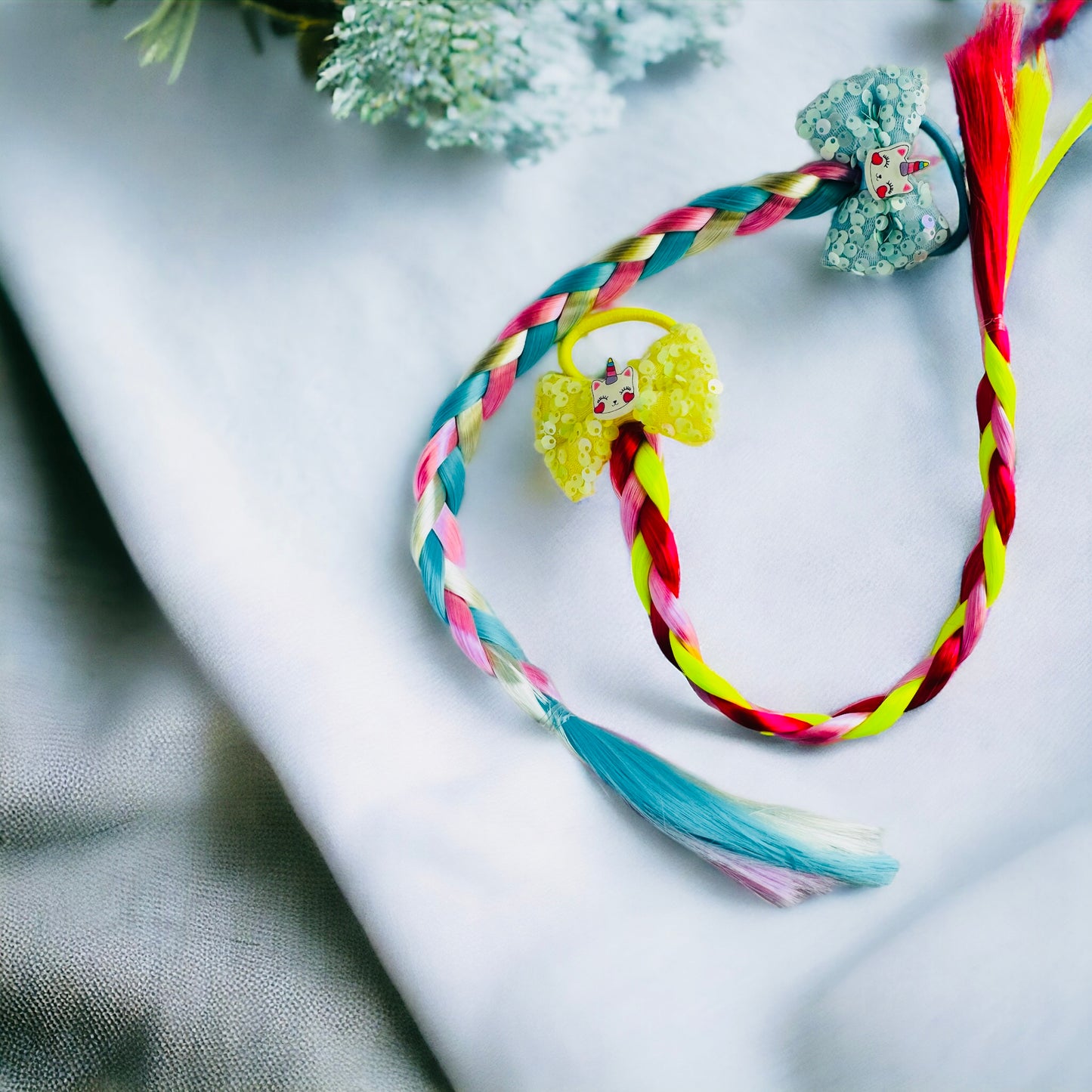 Unleash Your Inner Rainbow with Vibrant Faux Hair Ties!