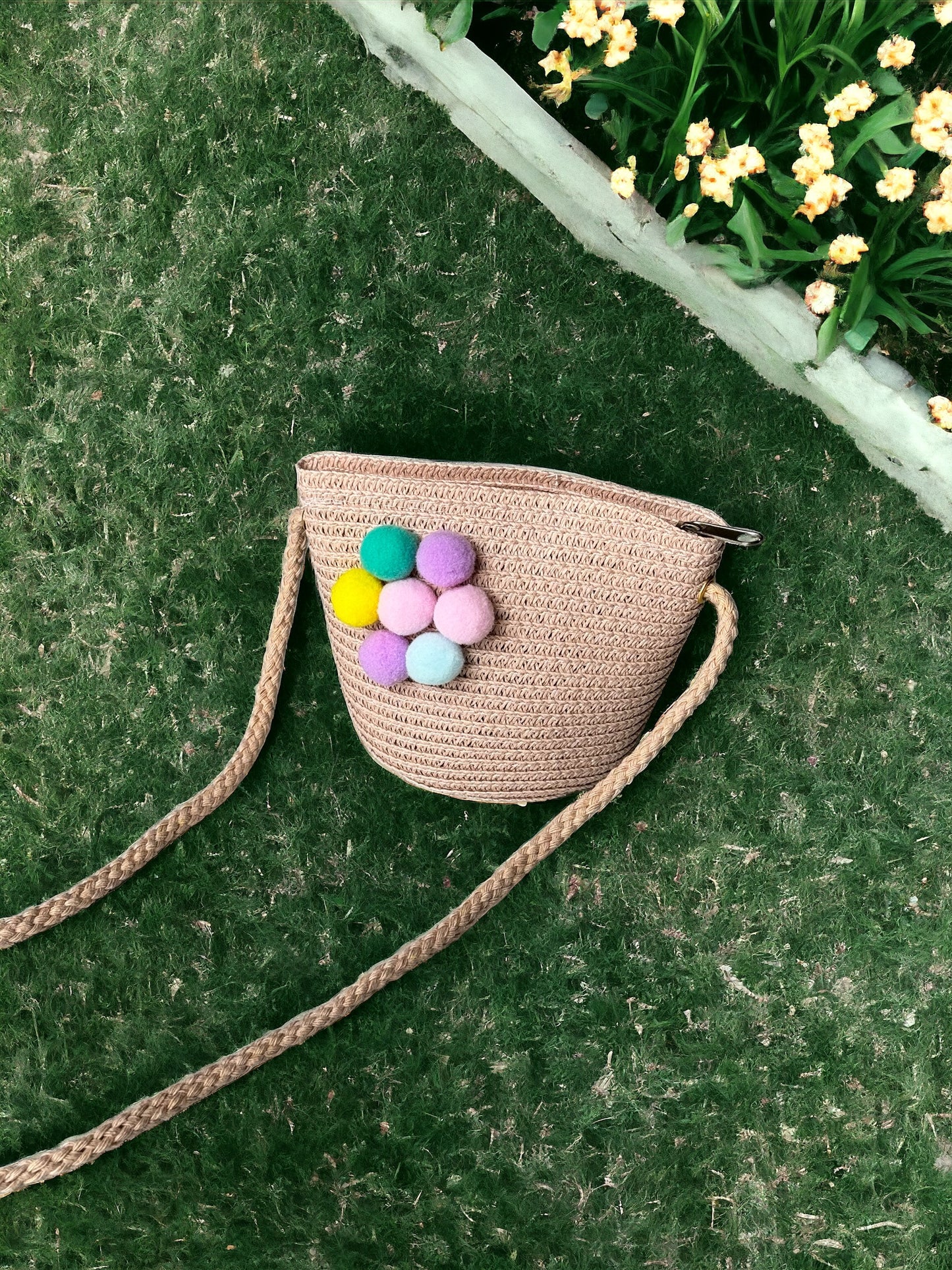 Sunny Days Sparkle: Mini Straw Beach Bag (5")