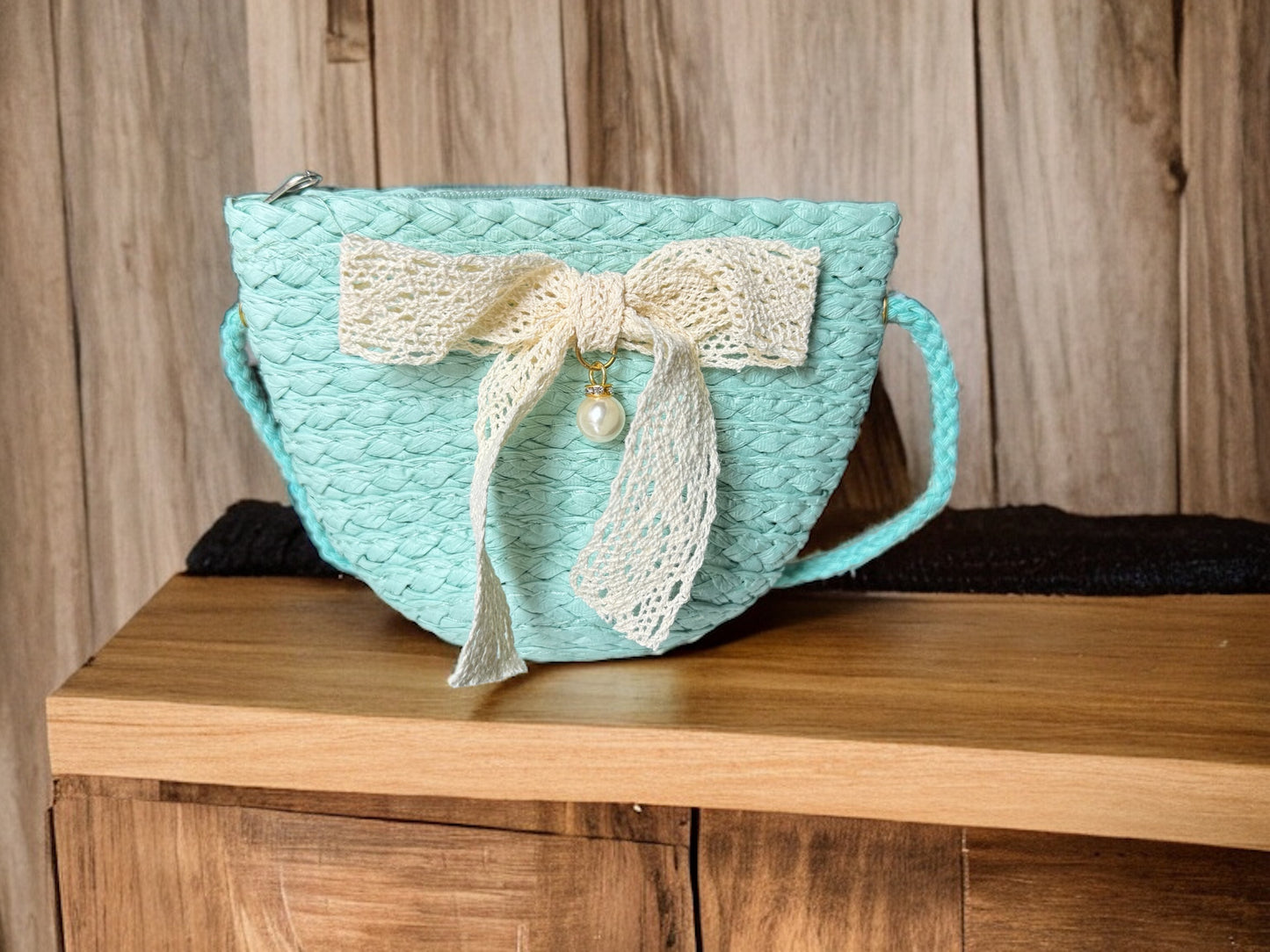 Sunny Days Sparkle: Mini Straw Beach Bag (5")