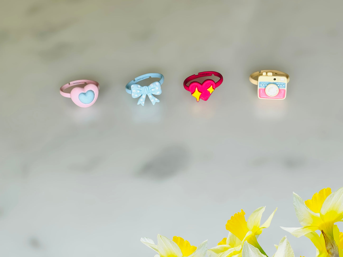 Sparkling Fun for Little Fingers: Adjustable Rings Set in Matt Finish! (set of 4)