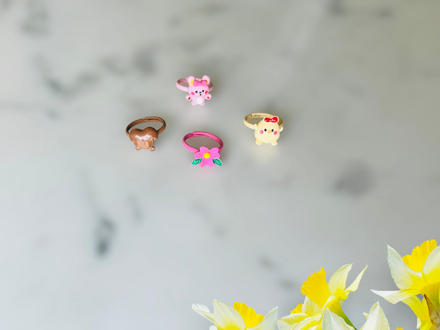 Sparkling Fun for Little Fingers: Adjustable Rings Set in Matt Finish! (set of 4)