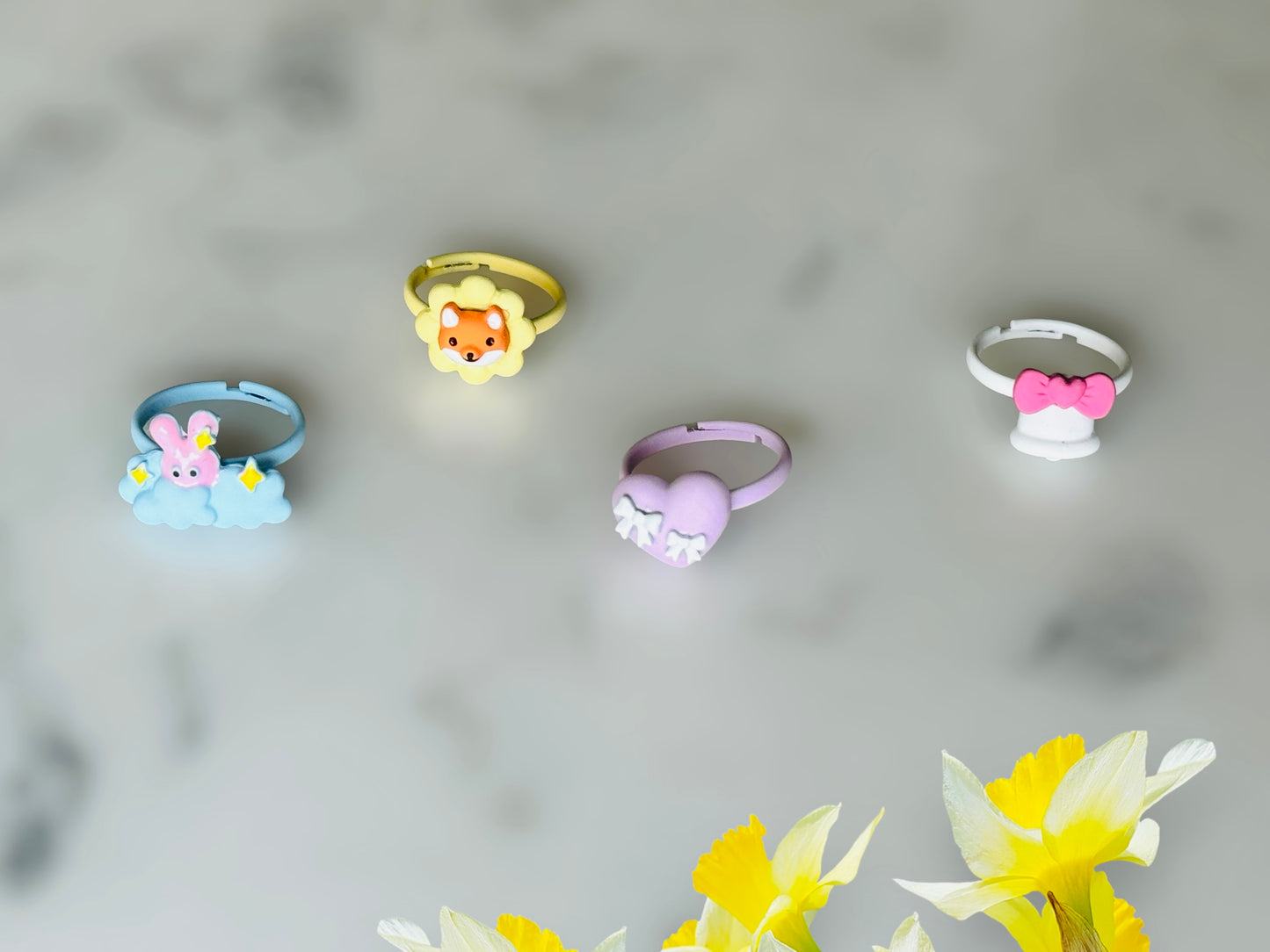 Sparkling Fun for Little Fingers: Adjustable Rings Set in Matt Finish! (set of 4)