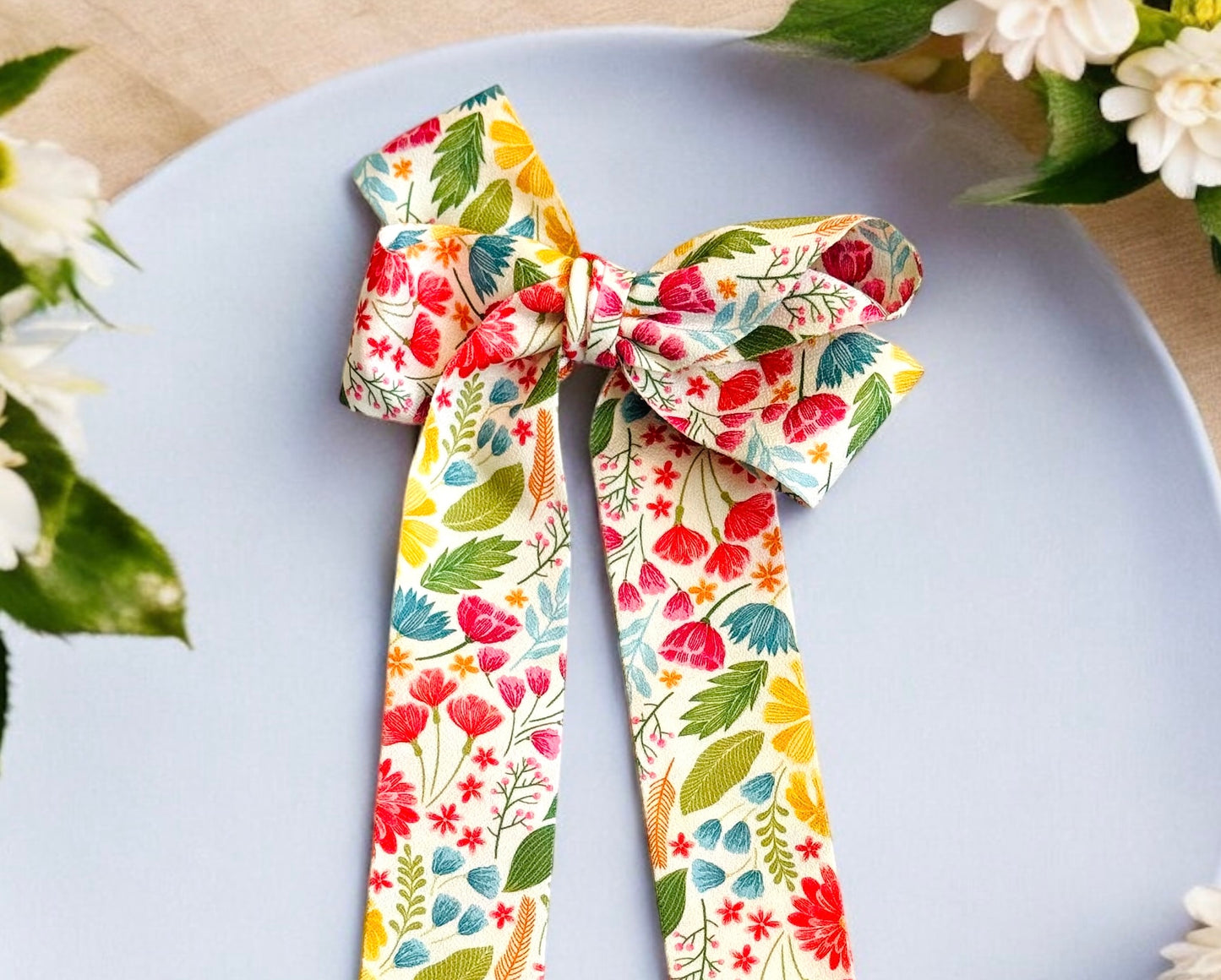 Vibrant Floral Hair Bow