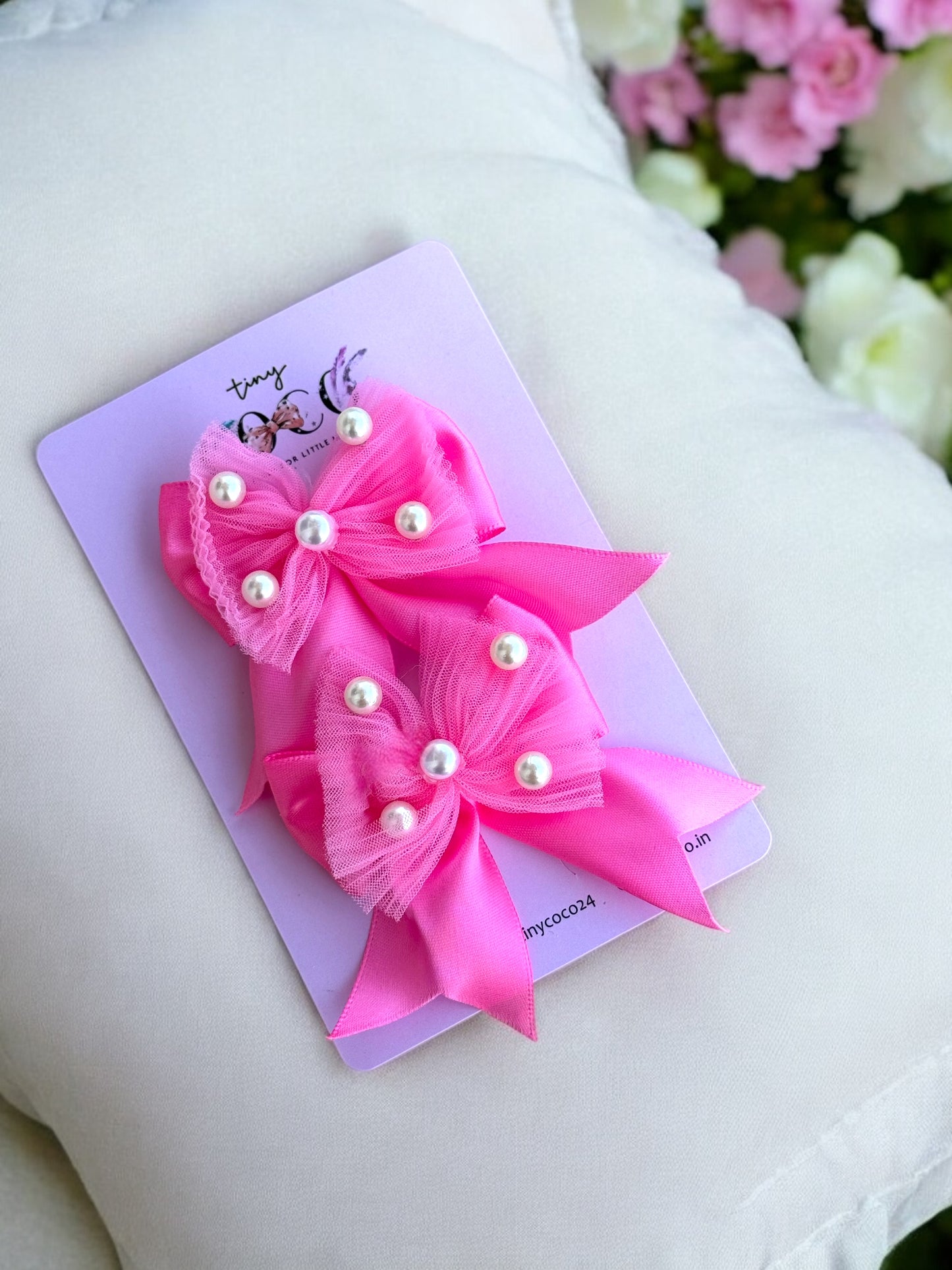 Elegant Pearl Bow Hairpins (Available in various colors)