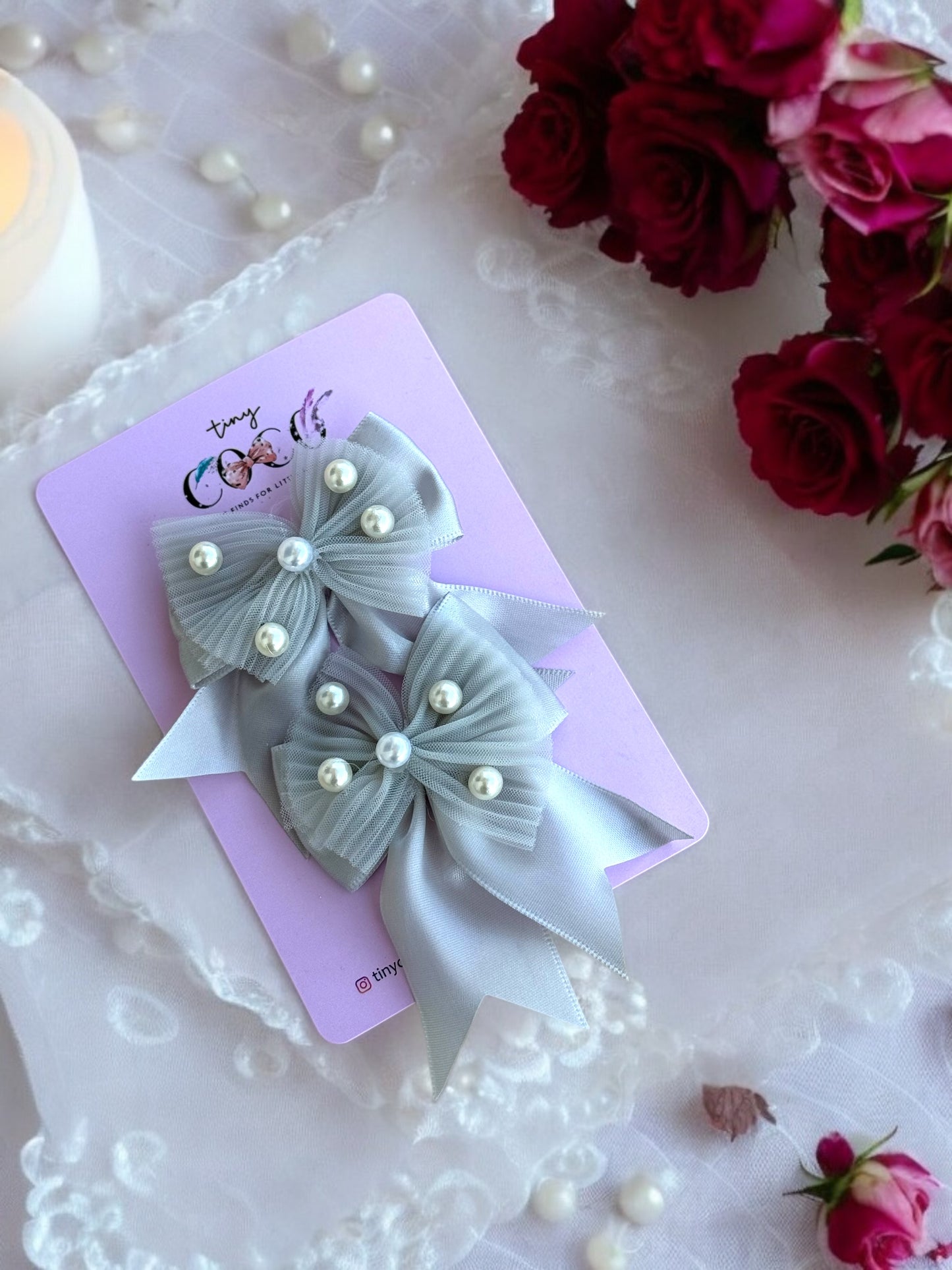 Elegant Pearl Bow Hairpins (Available in various colors)