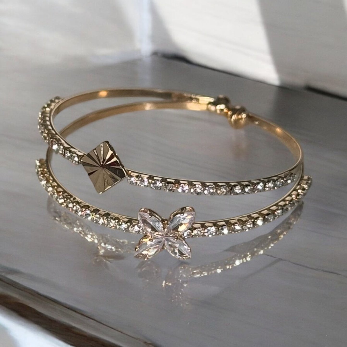 Shimmering Crystal Butterfly Bracelet