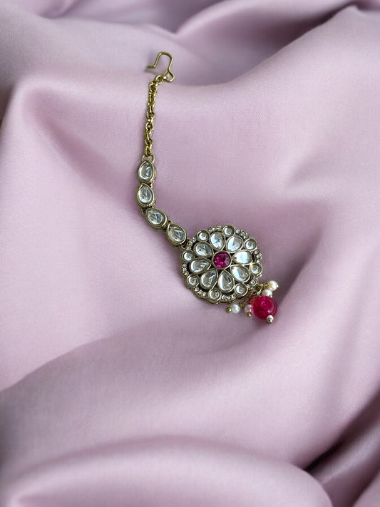 Kundan Maang Tikka with Pearl Drop