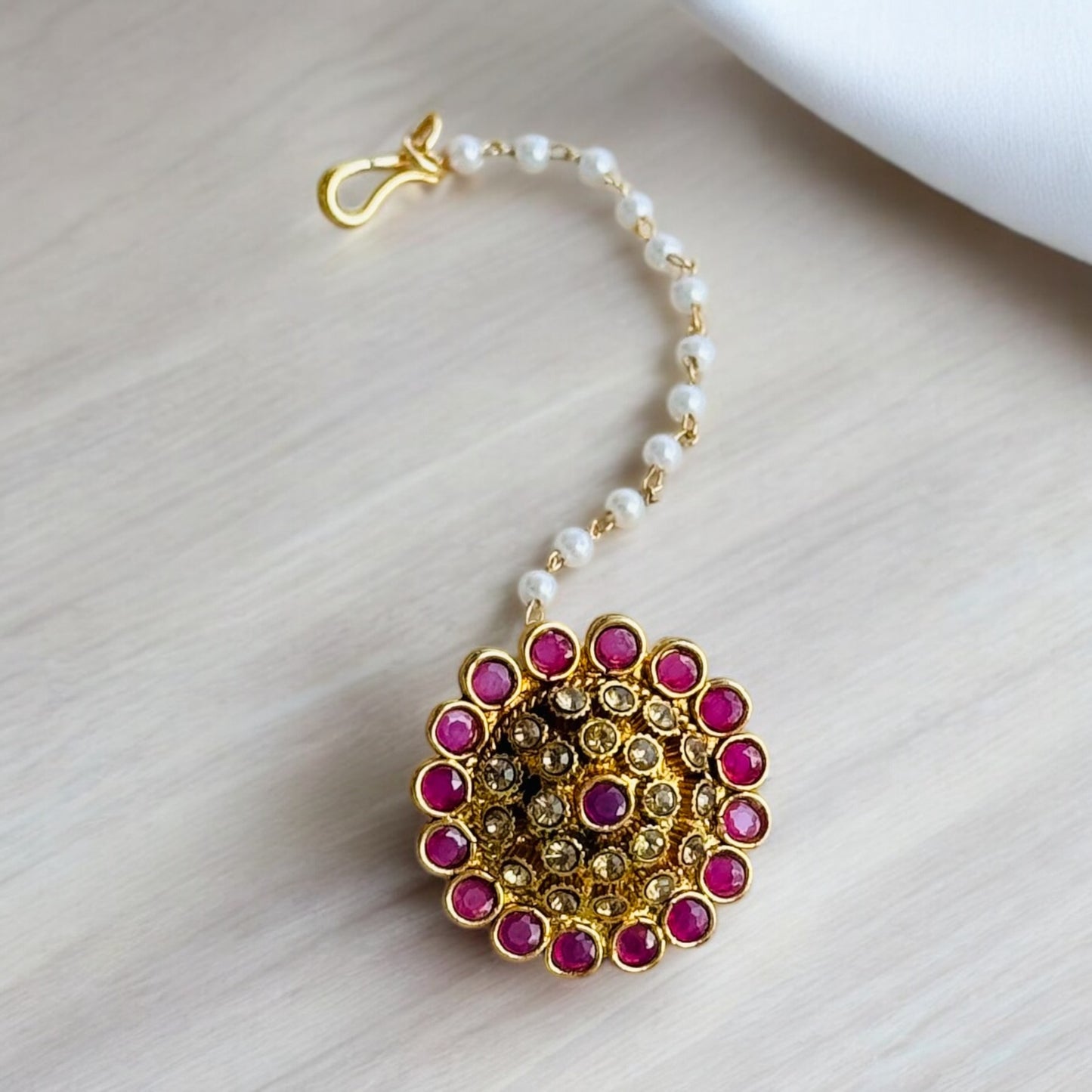 Ethnic Maang Tikka with Pearl and Gemstones