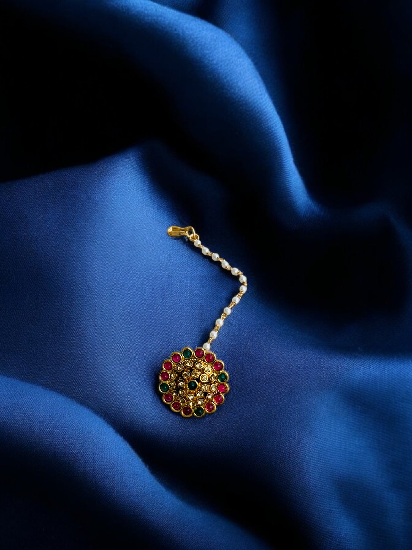 Ethnic Maang Tikka with Pearl and Gemstones