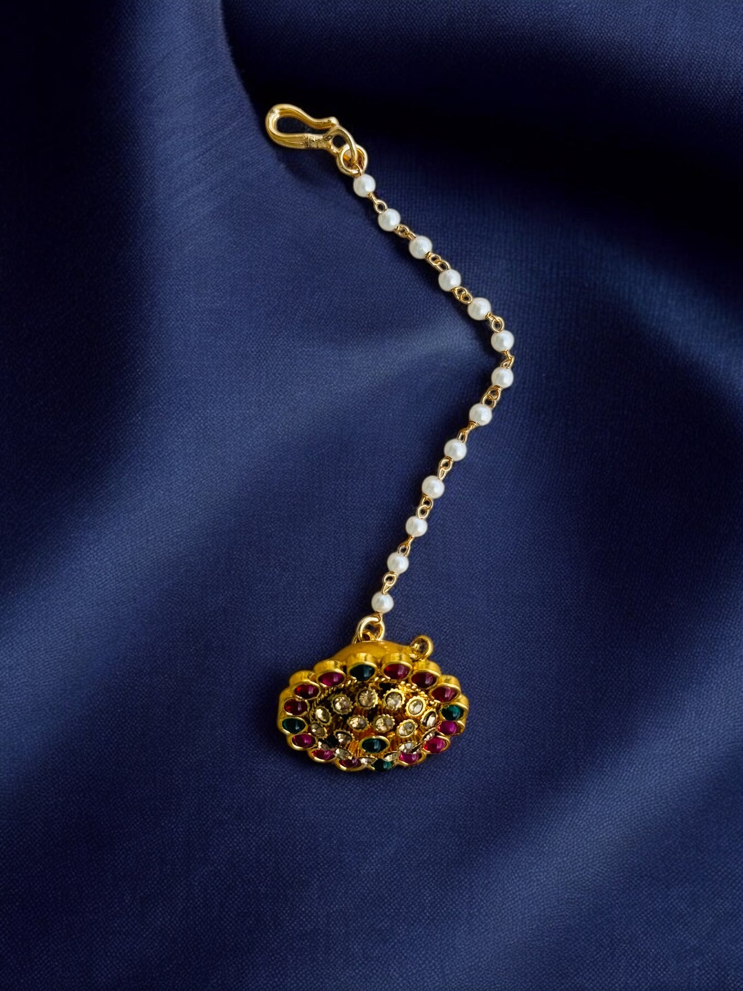 Ethnic Maang Tikka with Pearl and Gemstones