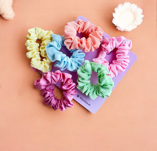 Pastel Puff Scrunchies (Set of 6)