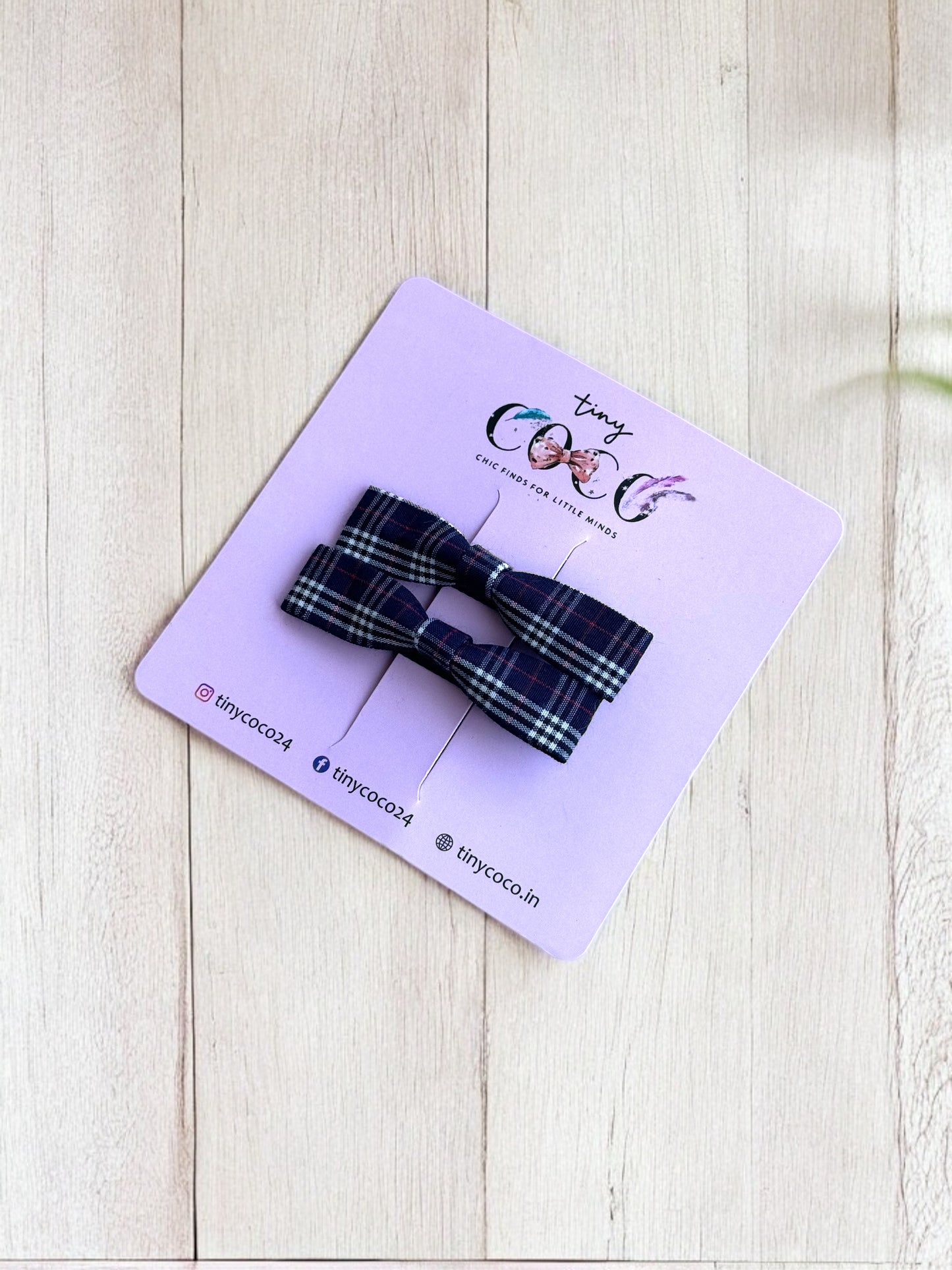 Checkers Bow Hair Clips for Little Ones