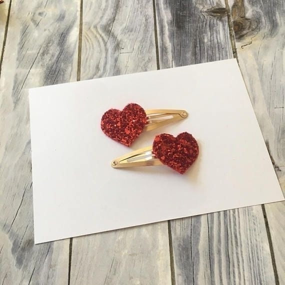 Sparkling Heart Hair Clips