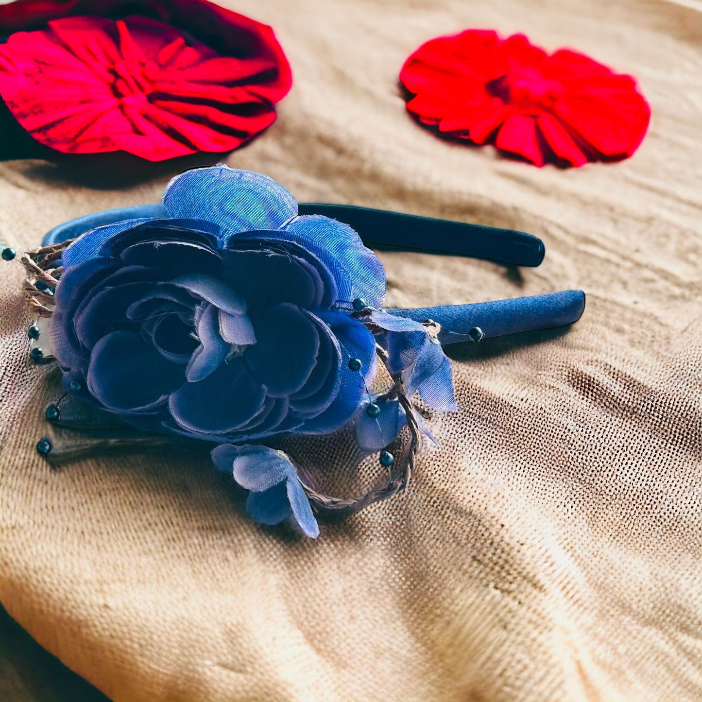 Blue Floral Head Band