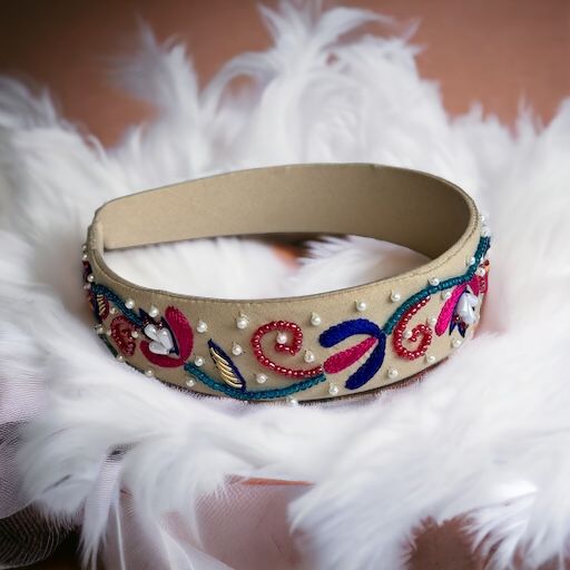 Bohemian Sparkle: Handmade Zardozi Headband for Little Dreamers