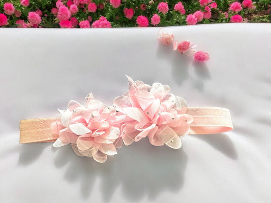 Pink Floral comfy head band for babies and small girls