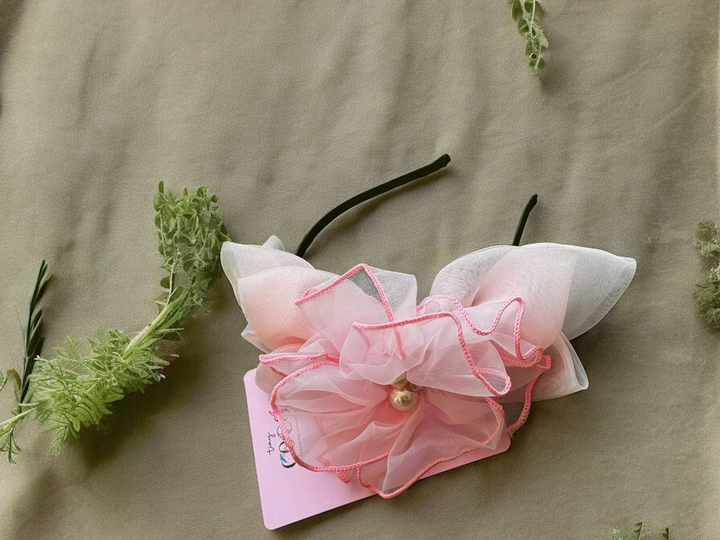 Blooming Elegance: Floral Headband with Pearls (Available in various colors)