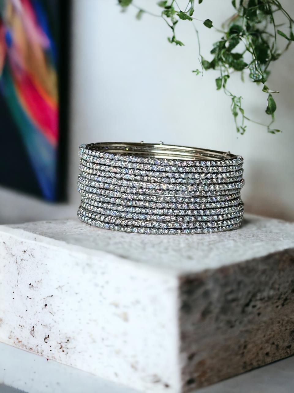 Silver sparkly bangles